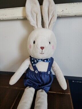 Spark Create Imagine Boy Plush Bunny 20" Rabbit Bowtie Blue Suspenders